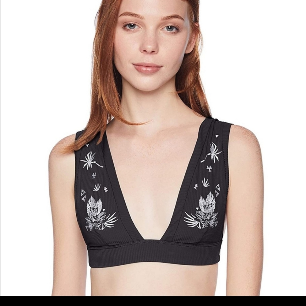 Hurley Women's Quick Dry Embroidered Banded Bikini Top